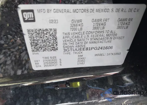 2023 GMC Sierra 1500 At4 из США, поврежденный, VIN 3GTUUEE81PG241606